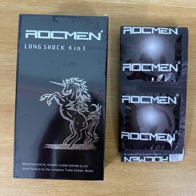 Hộp bao cao su 12 chiếc Rocmen Long Shock 4 in 1 gân gai kéo dài thời gian