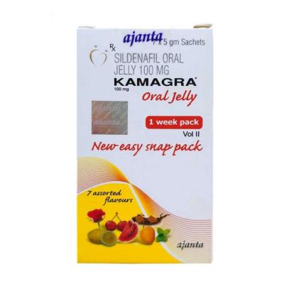 Thạch nam cương cứng Kamagra 100mg Oral Jelly Ấn Độ chính hãng bản Vol II hộp 7 gói